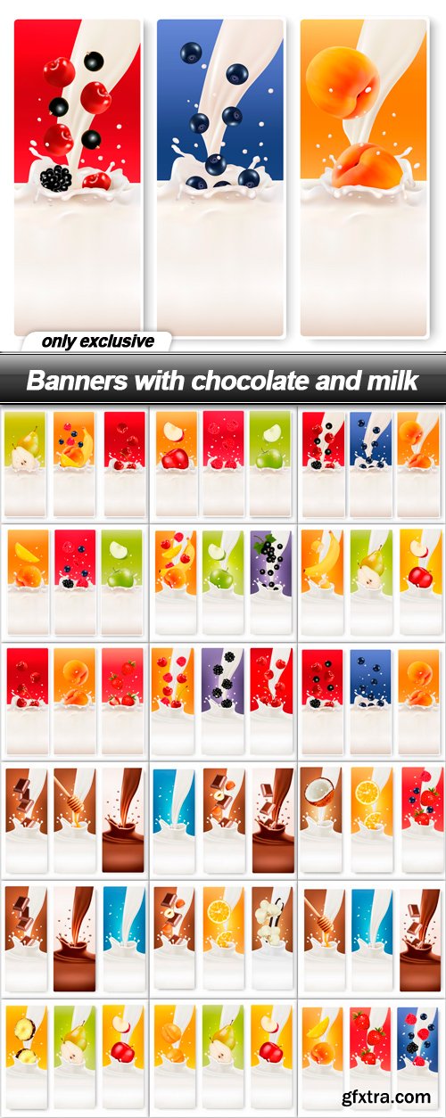 Banners with chocolate and milk - 18 EPS