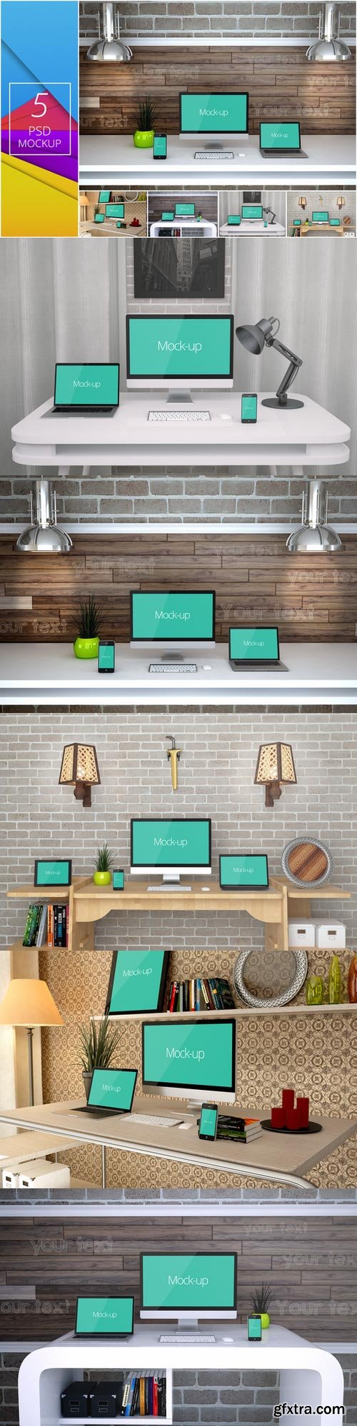 CM - 5 PSD Mockups - Interior Work Desk 650083