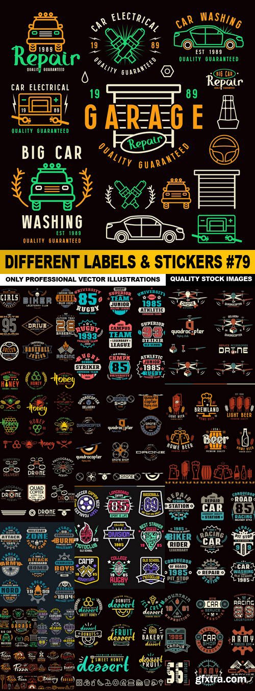 Different Labels &amp; Stickers #79 - 16 Vector