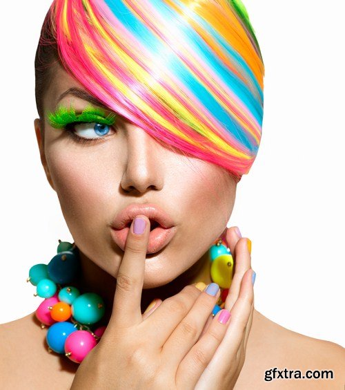 Beauty Girl Portrait with Colorful Makeup 10X JPEG