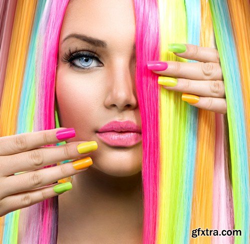 Beauty Girl Portrait with Colorful Makeup 10X JPEG