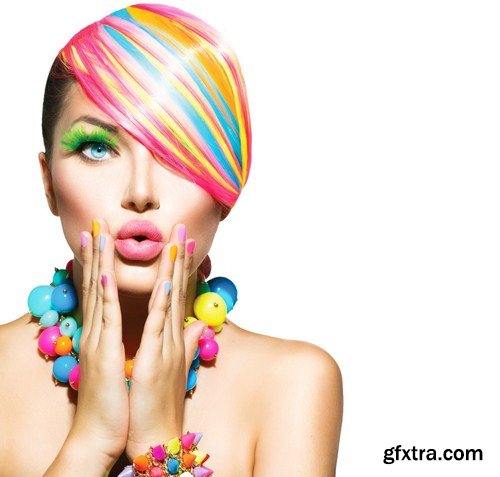 Beauty Girl Portrait with Colorful Makeup 10X JPEG