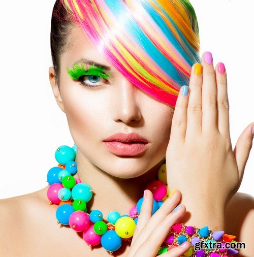 Beauty Girl Portrait with Colorful Makeup 10X JPEG