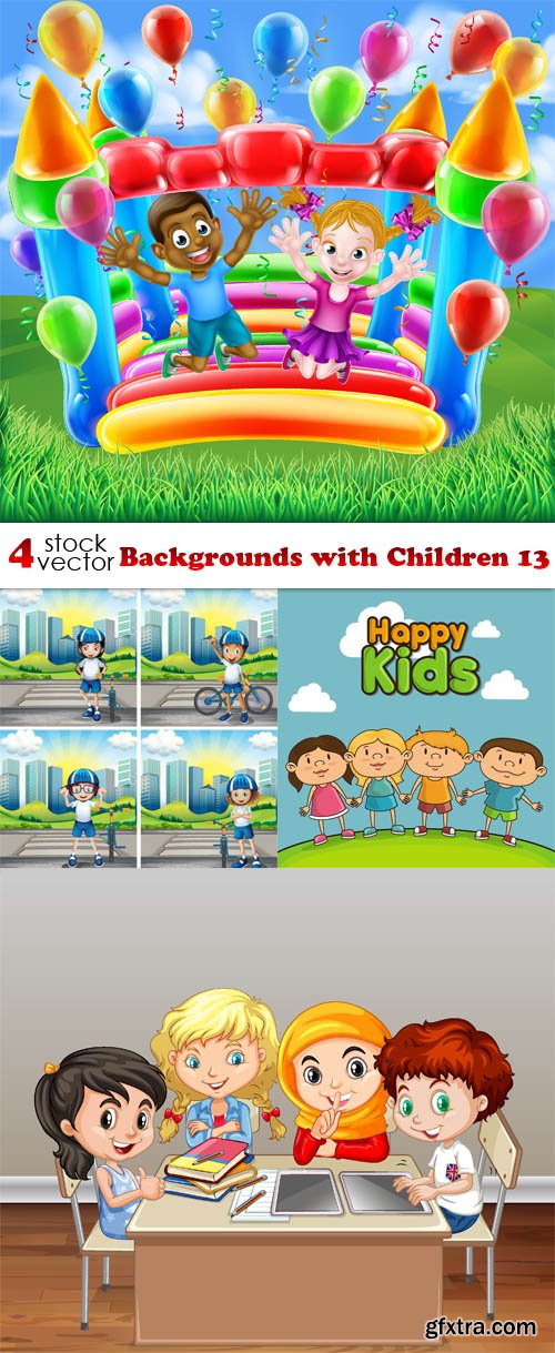 Vectors - Backgrounds with Children 13