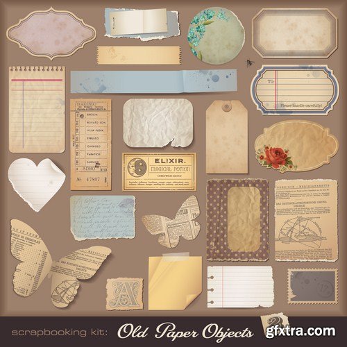 digital scrapbooking kit aged paper 10X EPS