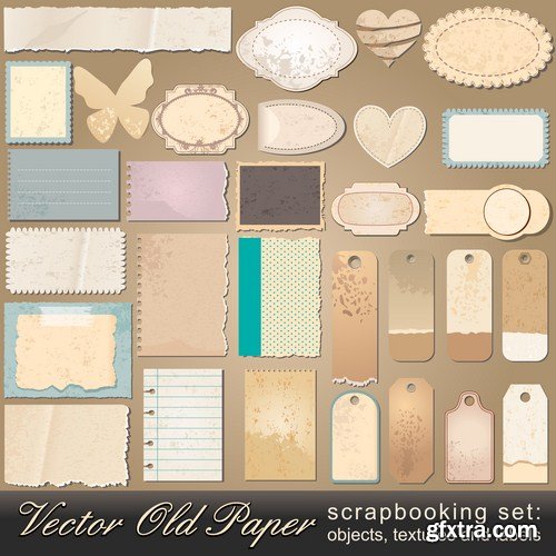 digital scrapbooking kit aged paper 10X EPS