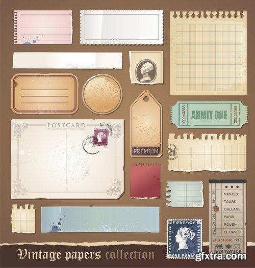 digital scrapbooking kit aged paper 10X EPS