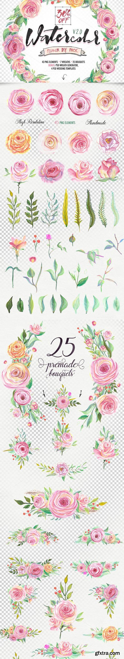 CM - Watercolor flower DIY Pack2 339353