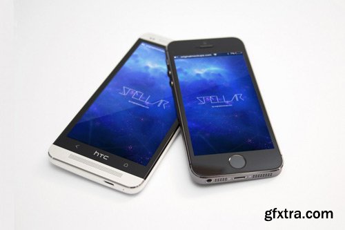 HTC One M7 and iPhone 5s Space Gray Mockup 01