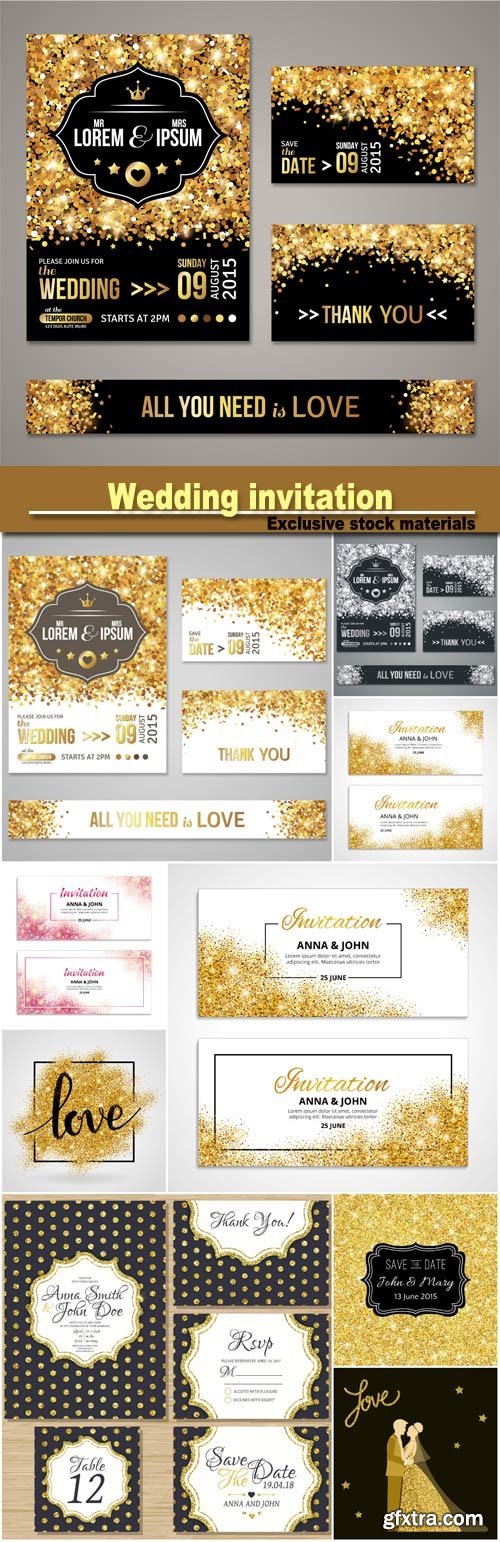 Wedding invitation with gold decoration