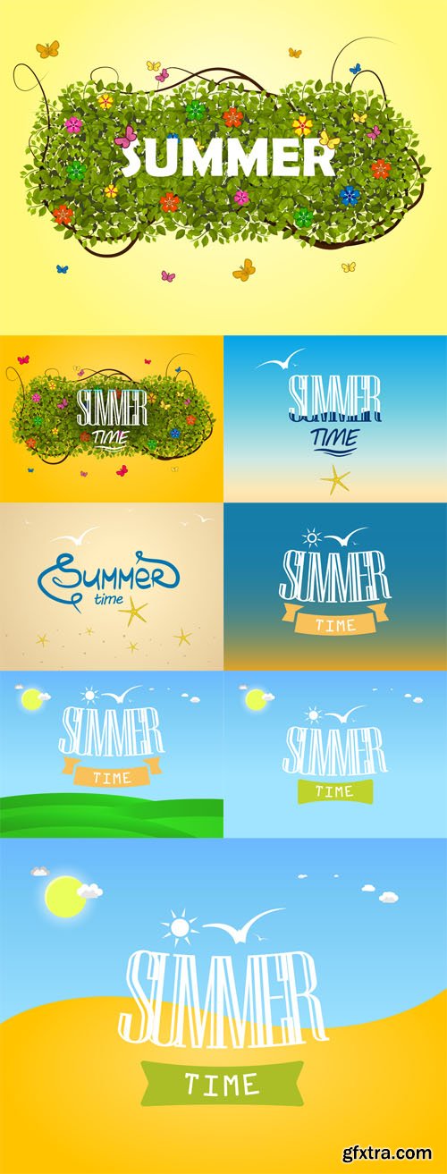 Vector Set - 8 Summer time illustrations