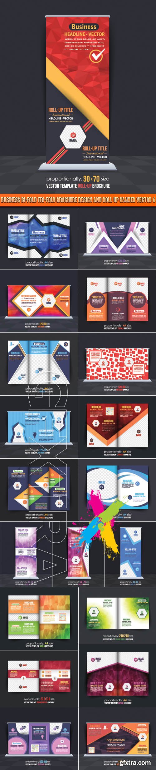 Business Bi-Fold Tri-Fold Brochure Design and Roll up banner vector 6