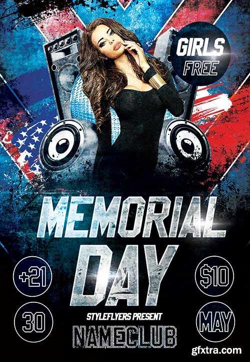 Memorial Day PSD Flyer Template 6 + Facebook Cover