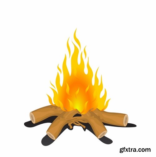 Collection of camp fire fire flame icon vector image 25 EPS