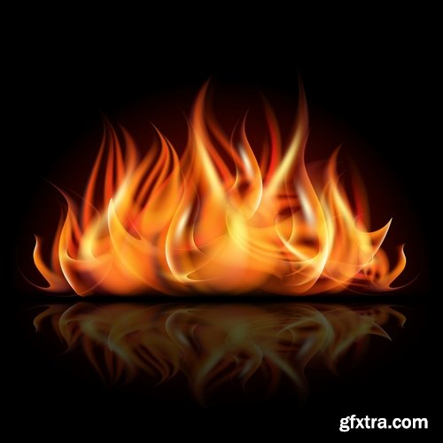 Collection of camp fire fire flame icon vector image 25 EPS