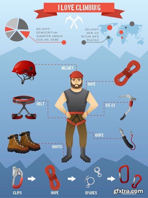 Collection of tourism mountaineering icon flyer banner climber climbing equipment 25 EPS