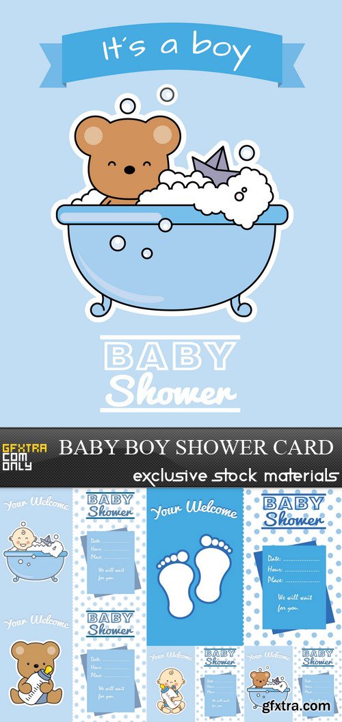 Baby Boy Shower Card - 6 EPS