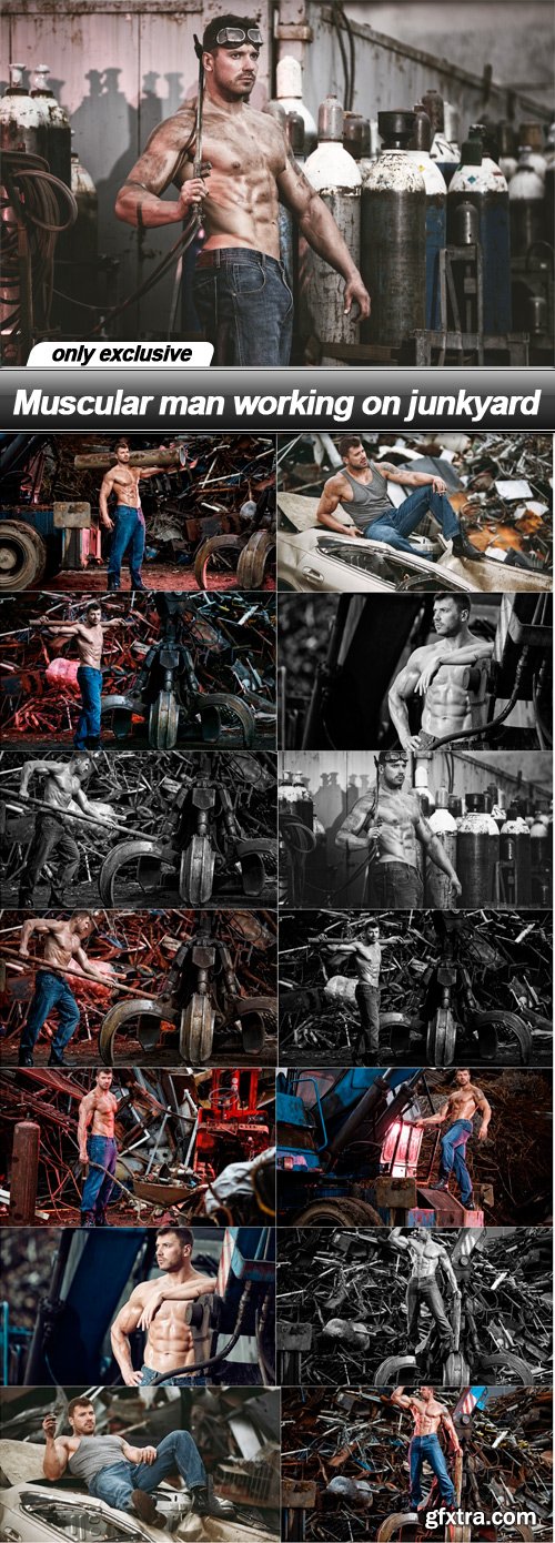 Muscular man working on junkyard - 15 UHQ JPEG