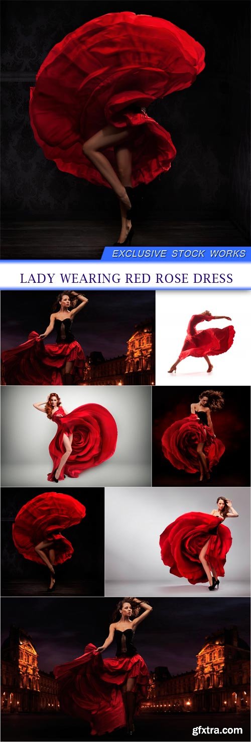 lady wearing red rose dress 7X JPEG