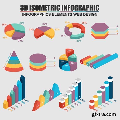 Isometric Design Elements - 100x EPS