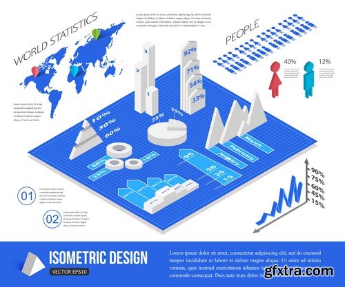 Isometric Design Elements - 100x EPS