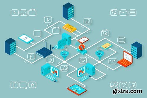 Isometric Design Elements - 100x EPS