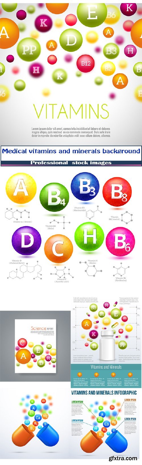 Medical vitamins and minerals background