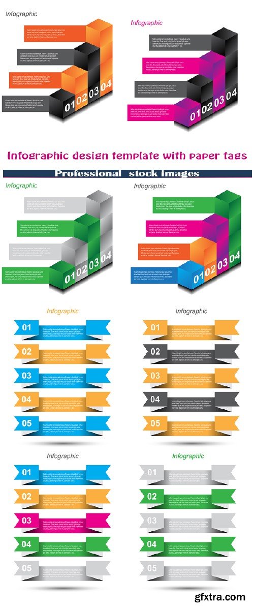 Infographic design template with paper tags