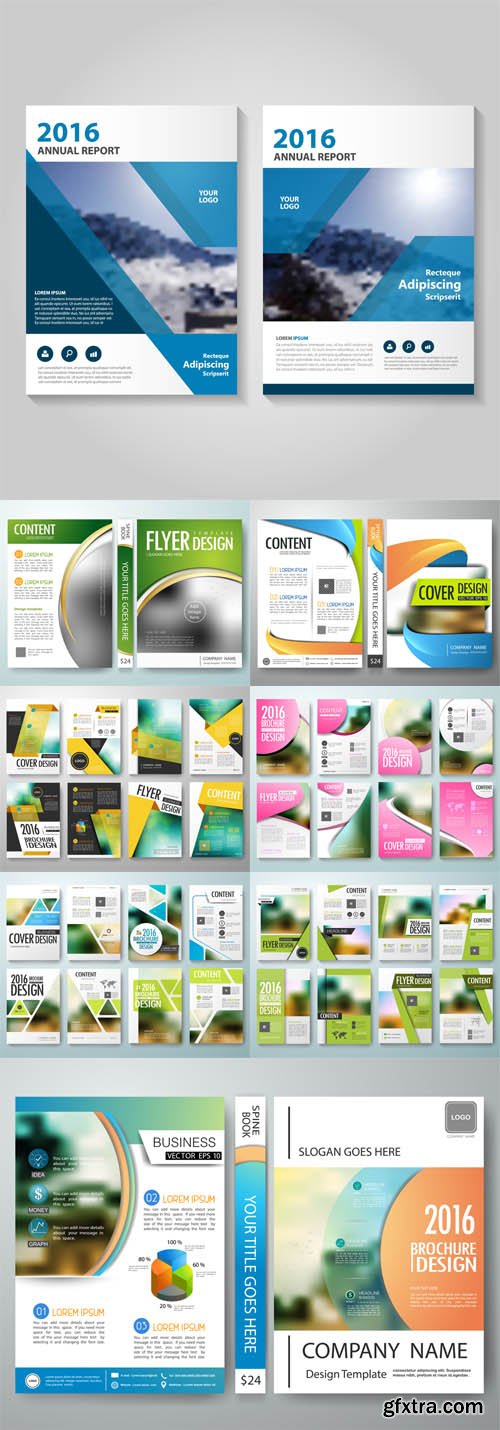 Vector set - Flyers design template brochure, annual report, poster, magazine