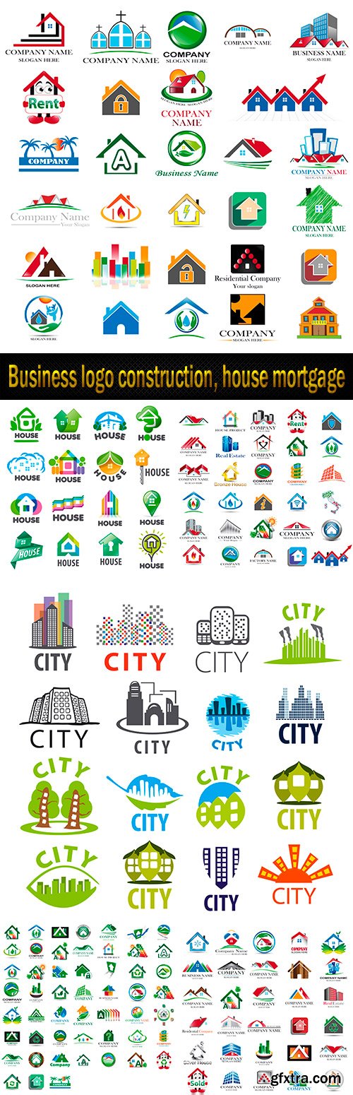 Business logo construction, house mortgage