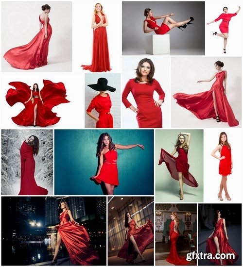 Beautiful pretty woman in red evening dress - 25 HQ Jpg