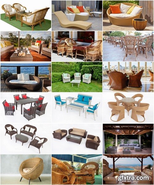 Collection of rattan wicker furniture chair sofa table bed 25 HQ Jpeg