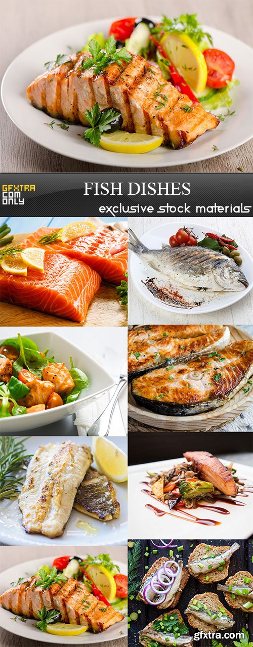 Fish dishes, 8  x  UHQ JPEG