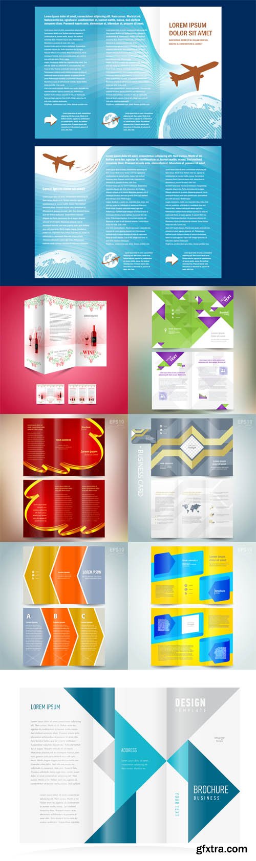 Vector Set - 8 Print Trifold Brochure Templates