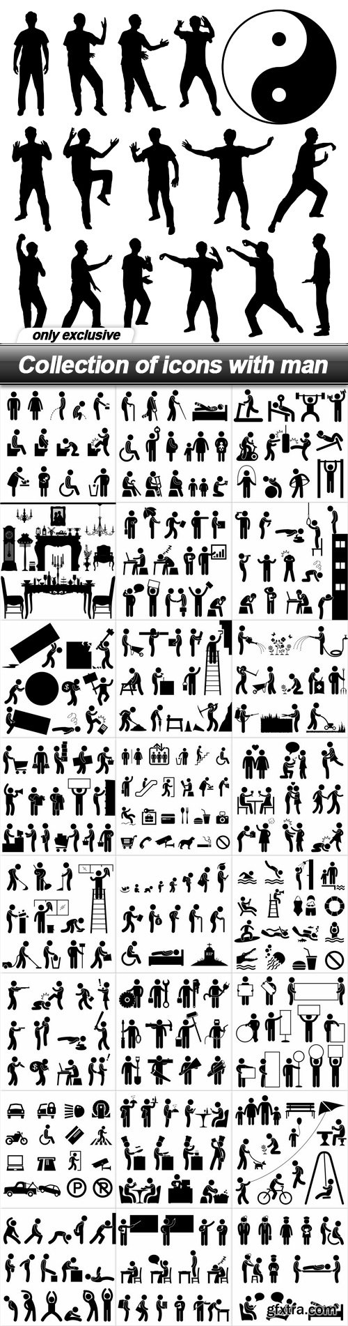 Collection of icons with man - 25 EPS