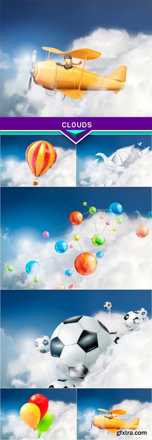 Clouds, vector background 6x EPS