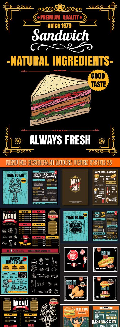 Menu for restaurant modern design vector 29