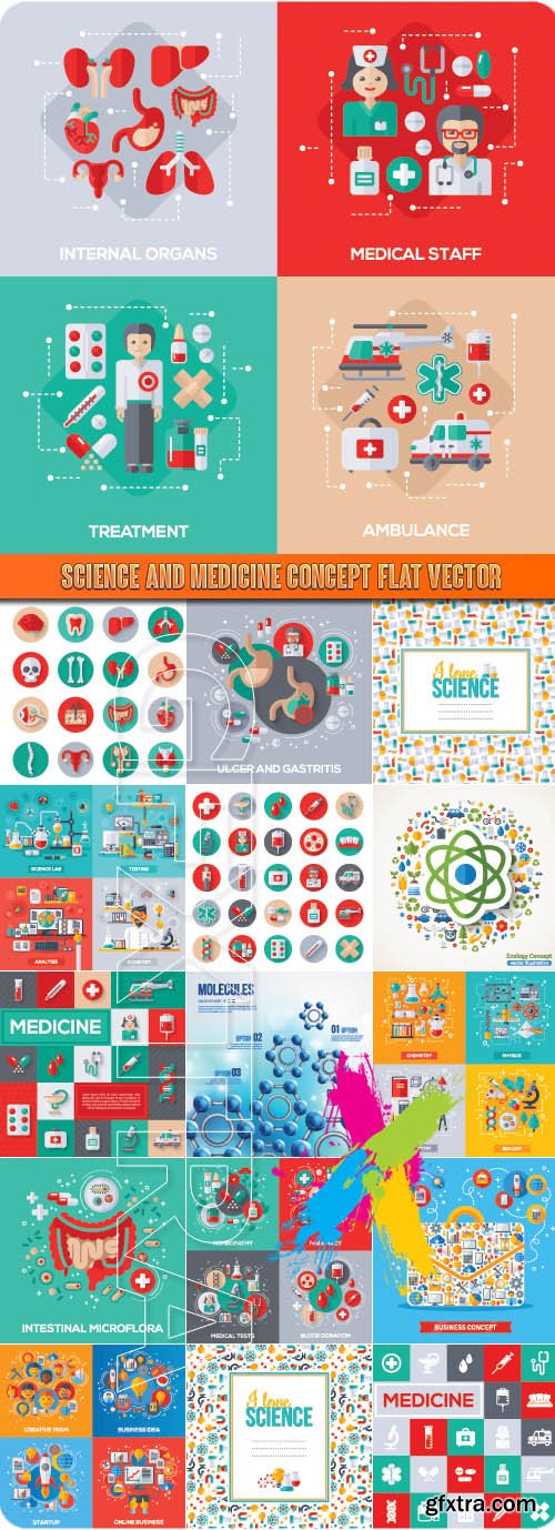 Science and medicine concept flat vector