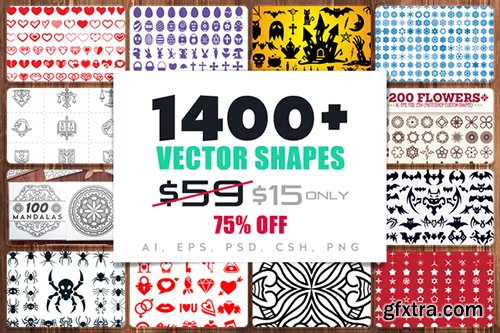 Creativemarket 1400+ Vector Shapes Bundle 660534