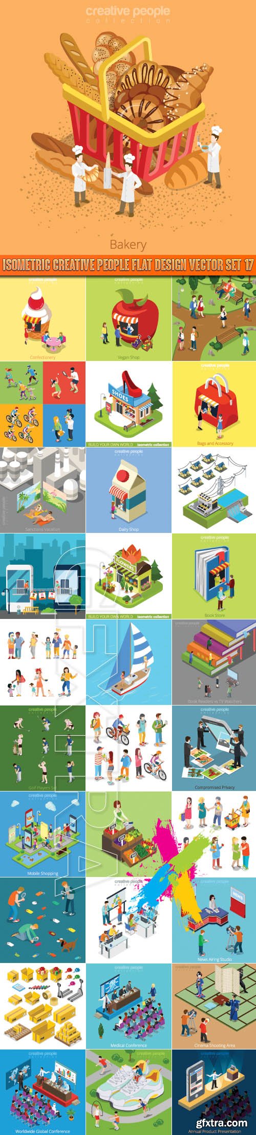 Isometric creative people flat design vector set 17