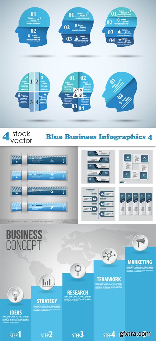 Vectors - Blue Business Infographics 4