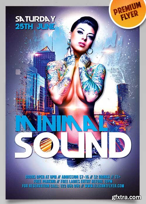 Minimal Sound Party V6 Flyer PSD Template + Facebook Cover