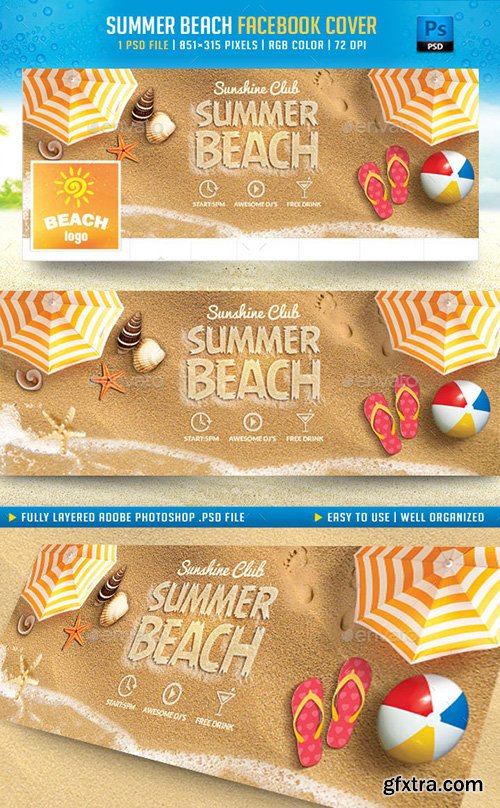 GraphicRiver Summer Beach Facebook Cover 11491659