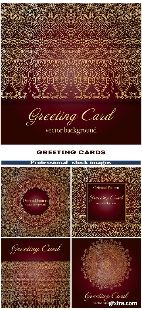 Greeting cards with elegant Indian ornamentation