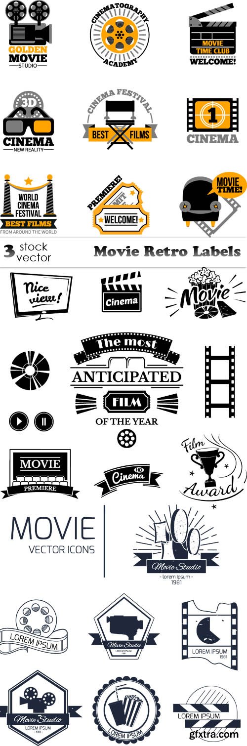 Vectors - Movie Retro Labels