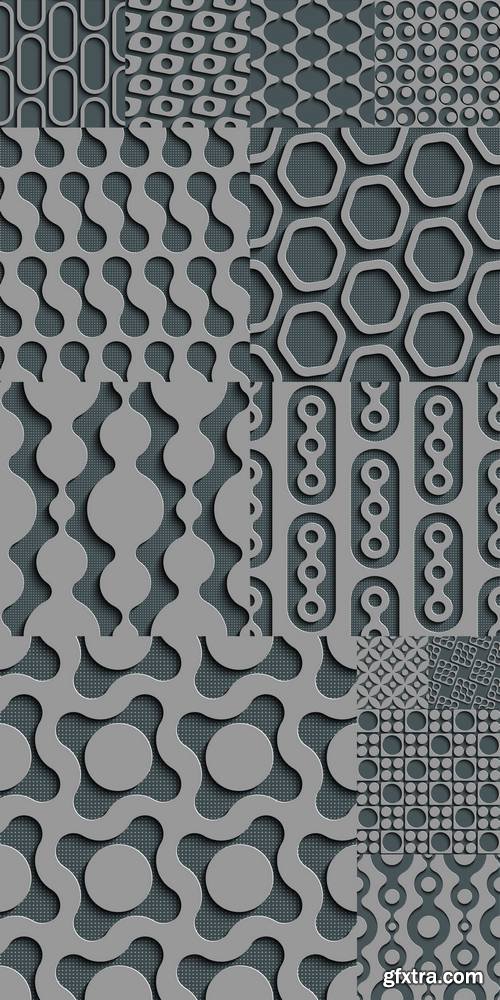 Seamless Damask Pattern - Curved Shapes Background - Gray Regular Texture 2