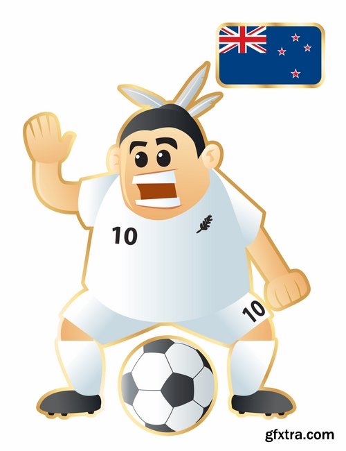 Collection of cartoon boy football footballer different countries vector image 25 EPS