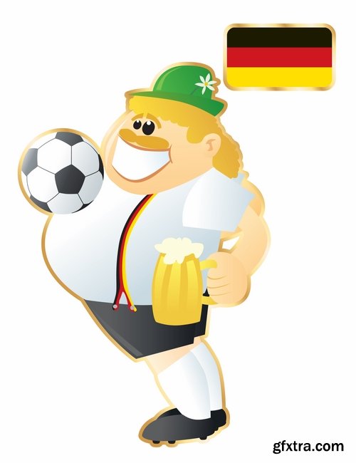 Collection of cartoon boy football footballer different countries vector image 25 EPS