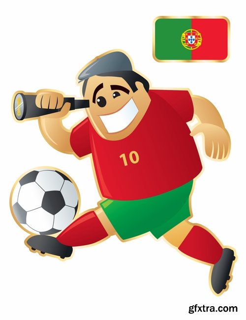 Collection of cartoon boy football footballer different countries vector image 25 EPS