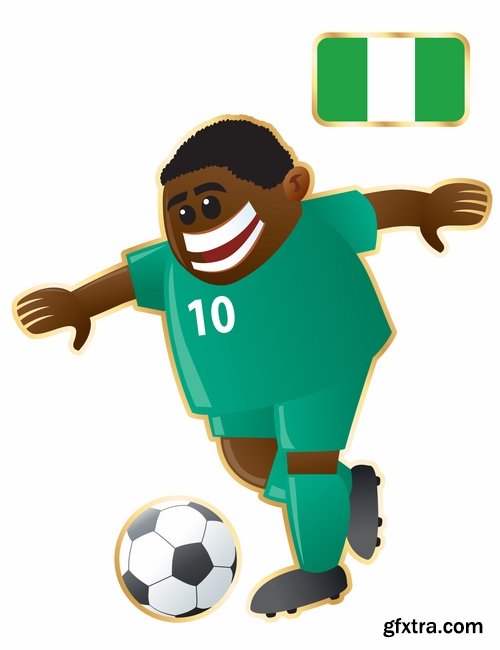 Collection of cartoon boy football footballer different countries vector image 25 EPS